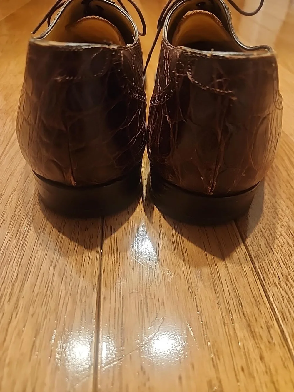 Magnanni Men’s Brown Crocodile Leather Dress Shoes Size 10.5 M Made in Spain